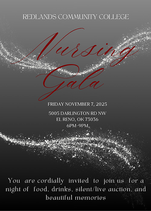 The words Nursing Gala over swooshes of sparkles